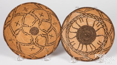 Two Western Apache coiled baskets