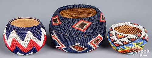 Two Paiute Native American Indian beaded baskets
