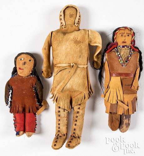 Plains Indian leather dolls