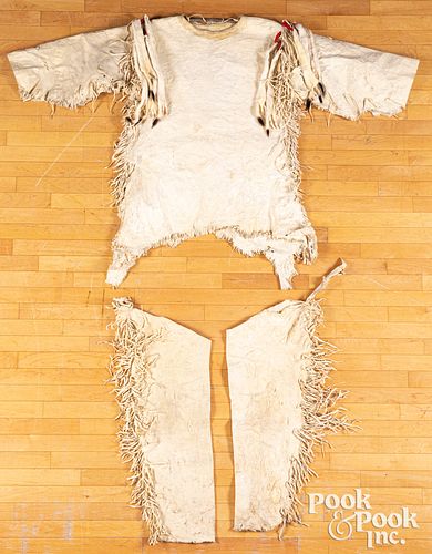 Blackfoot Indian hide outfit, with ermine skins