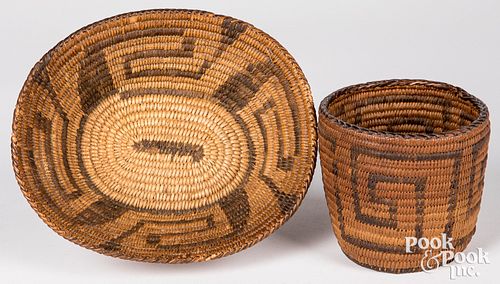 Two Southwestern Indian coiled baskets