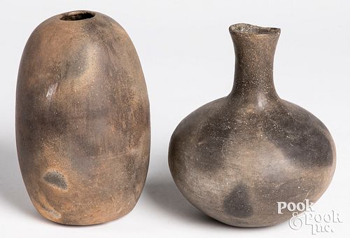 Two early terra cotta Mississippian pottery vessel