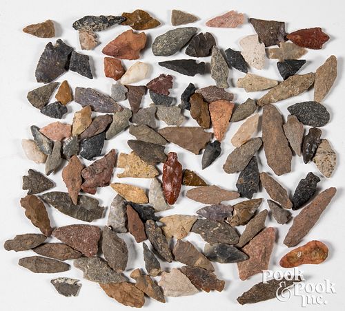 Collection of various prehistoric stone points