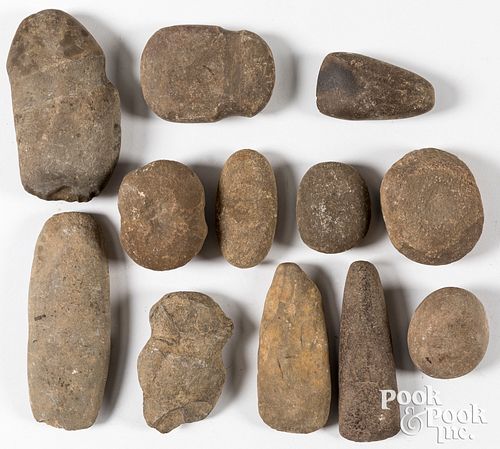 Twelve local prehistoric stone artifacts