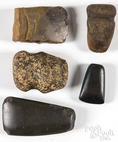 Five prehistoric stone tools