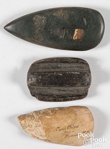 Three ancient stone tools