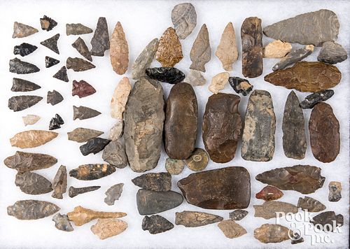 Collection of ancient stone artifacts