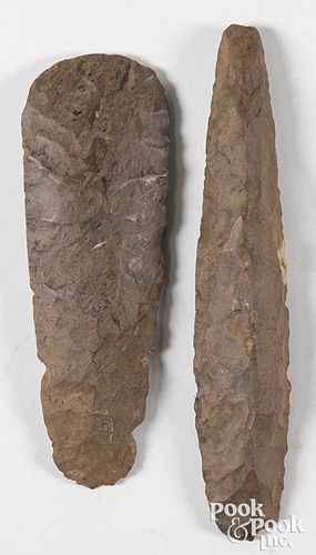 Two prehistoric flint adze blades