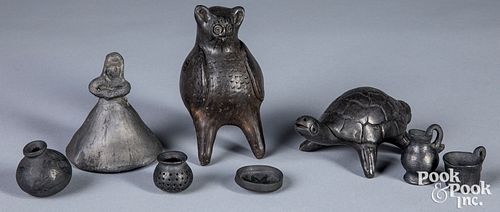 Two Oaxacan blackware pottery animal whistles