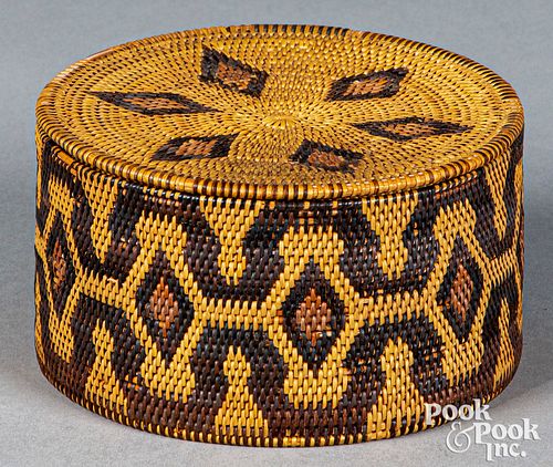 Asiatic coiled lidded basket