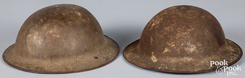 Two US WWI doughboy helmets