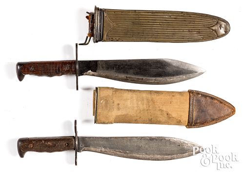 Two WWI Plumb model 1917 bolo knives and sheaths