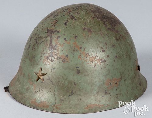 Japanese WWII helmet, with applied star