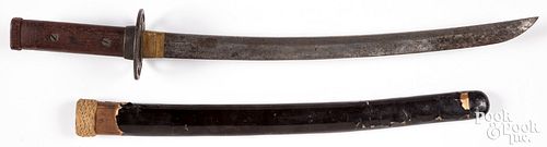 Japanese short sword, with pierced iron Tsuba