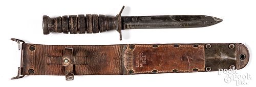 WWII US M3 Kinfolks fighting knife with M6 sheath