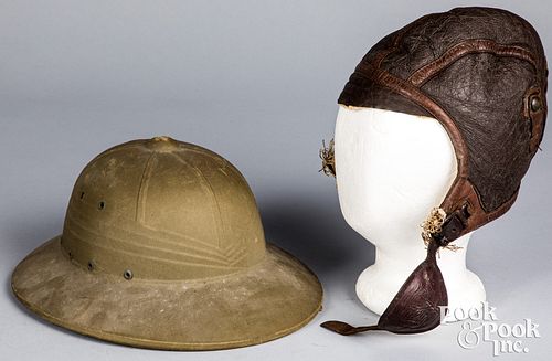 US WWII leather flying helmet