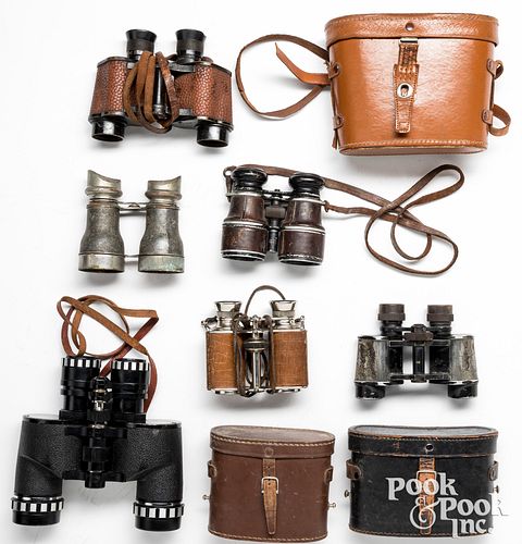 Six pairs of WWII era binoculars