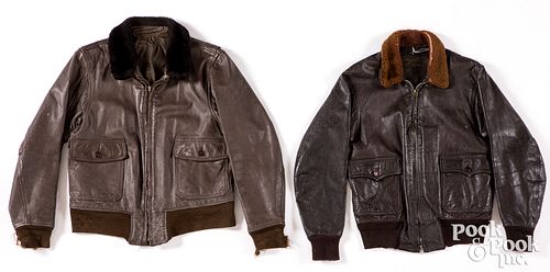 Two USN WWII leather G-1 flight jackets