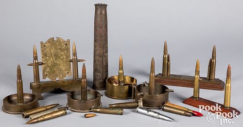 Group of WWII trench art, to include ashtrays