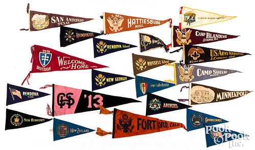 Group of WWII military pennants