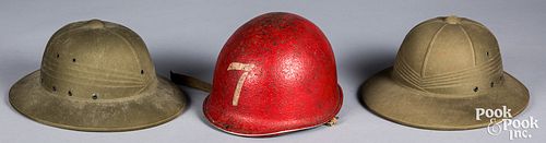 US M1 fireman's helmet, etc