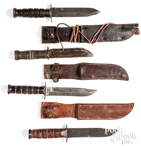 Four fixed blade sheath knives