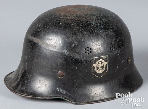 German WWII M34 double decal police helmet