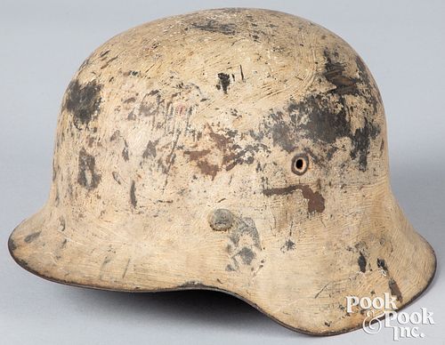 German WWII M42 painted helmet, stamped {ET62}