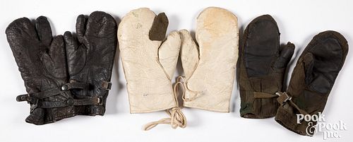 Three pairs of German WWII mittens/gloves