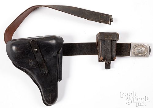 German Luger leather holster, belt and Luftwaffe