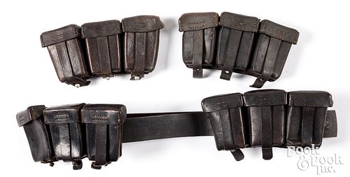 Four German WWII leather K98 ammo pouches