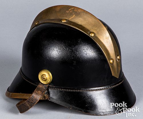 German leather fire helmet, etc.