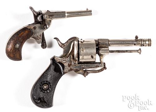 Belgian nickel plated rim fire revolver