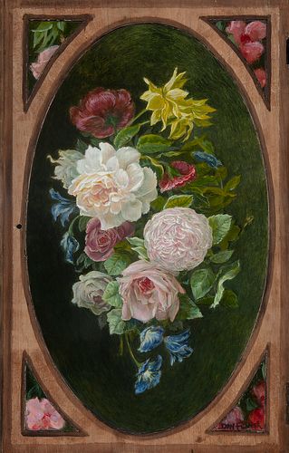 DAVY FIVEASH, Flowers on a Reclaimed Studio Cabinet Door