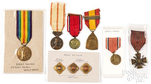 Group of WWI French and English medals