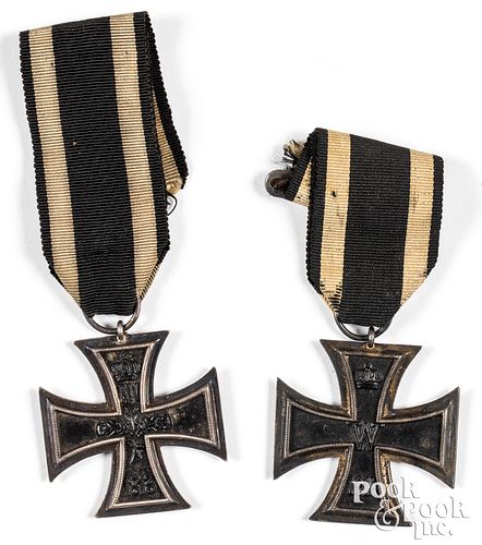 Two German WWI Iron Cross medals, second class
