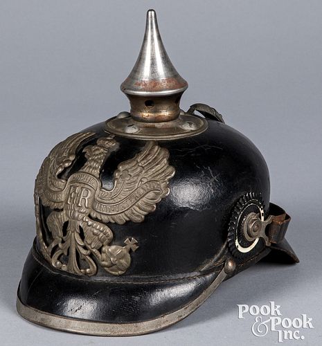 German WWI pickelhaube spiked leather NCO helmet