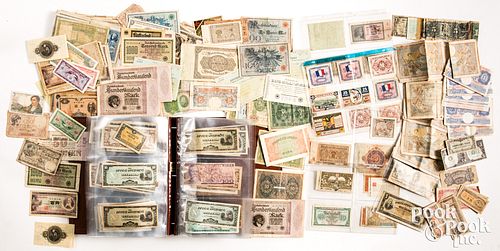 Large group of WWII era foreign paper currency