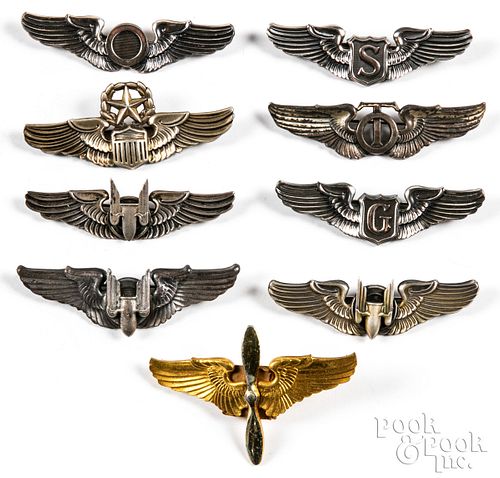 Eight US WWII and after air corps military wings