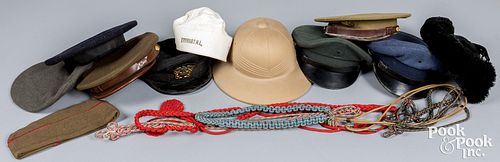 Ten US military caps and covers