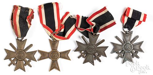 Four German WWII War Merit Crosses, second class