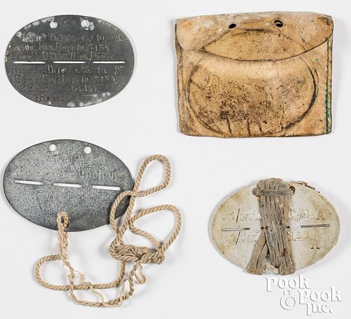 Group of three German WWII dog tags