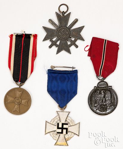 Four German WWII medals, to include a silver Faith
