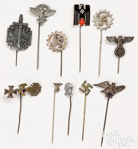 Group of eleven German WWII membership lapel pins