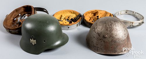 Group of helmets and liners, German WWII M40