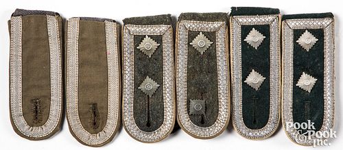 Three matching pairs of German shoulder boards
