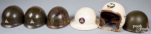 Seven miscellaneous helmets