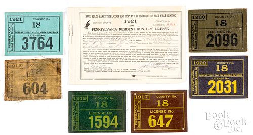 Six 1916-1919 Clinton County PA hunting license