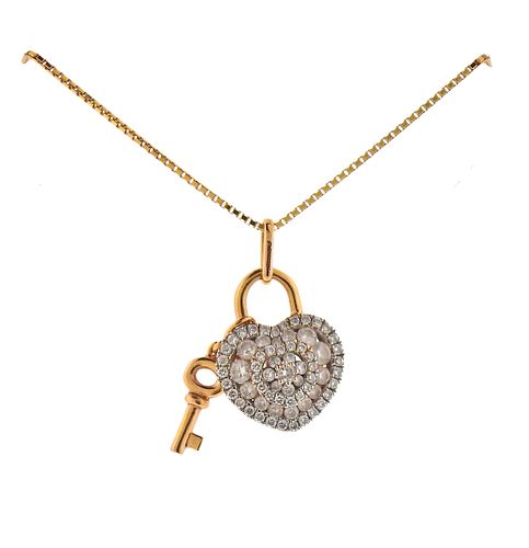 Memoire 18k Gold Diamond Heart Pendant Necklace