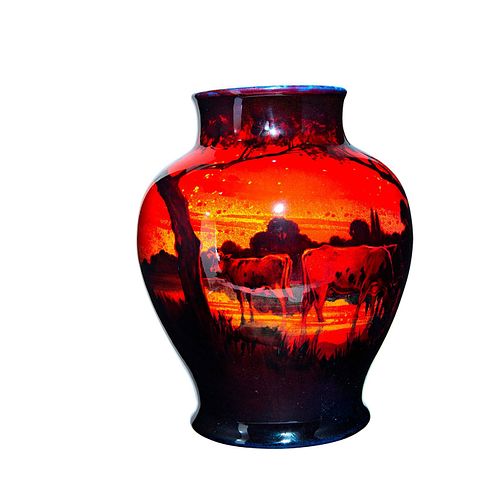 Royal Doulton Sung Flambe Vase, Cattle in Meadow